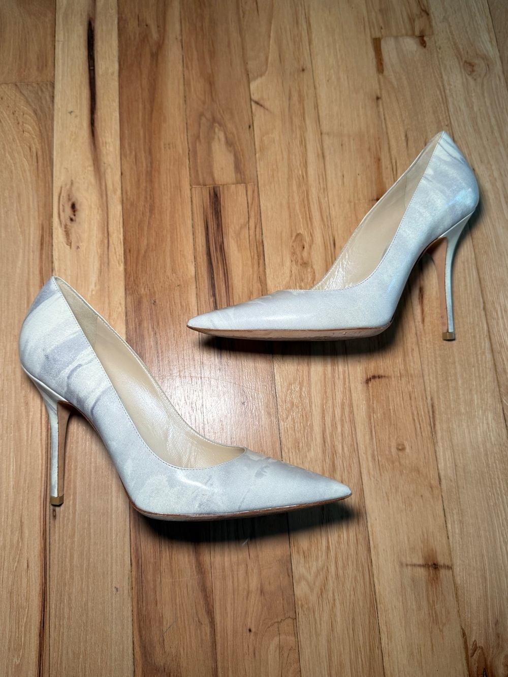 Christian Dior Chérie Pointed Toe Pumps - Ivory Pearl Grey Marble - 38